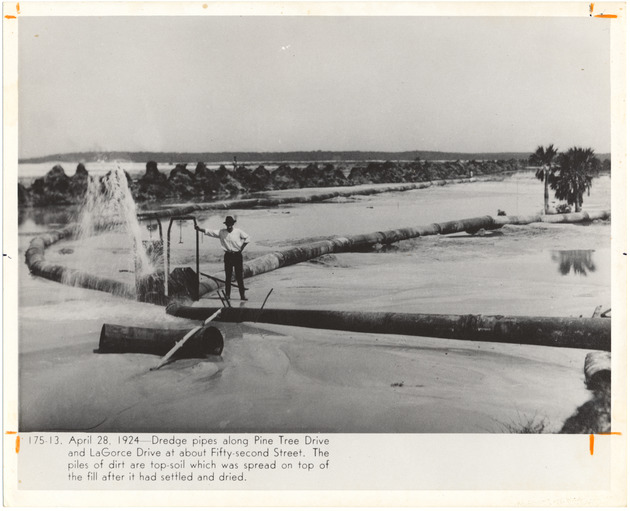 Dredge pipes along the Pine Tree Drive - 